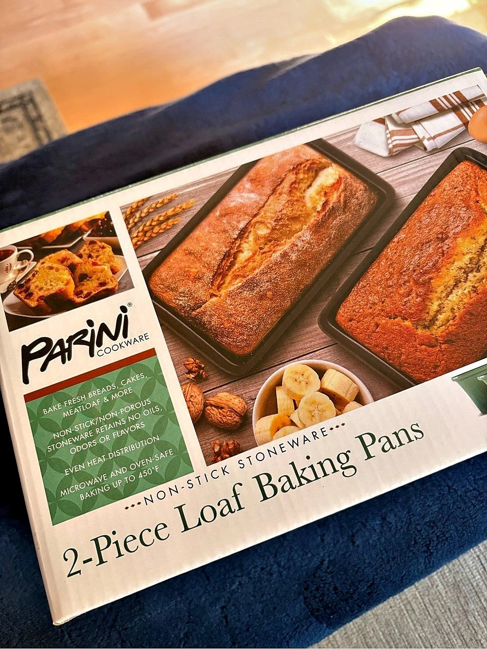 Parini 2-Piece Loaf Baking Pans Non-Stick Stoneware Bakeware Set NWT